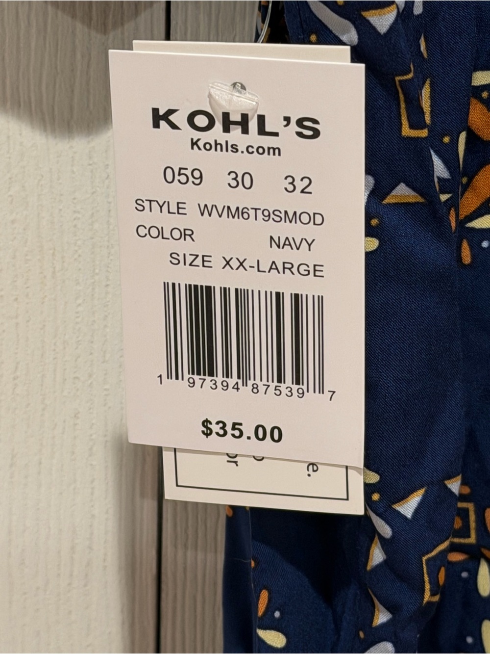 Modelo Navy Short-Sleeve Button-Down with Gold Geometric Print and Modelo Patch - Picture 6 of 6